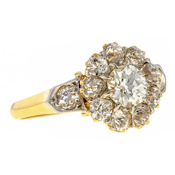 Victorian Diamond Cluster Ring. Old Euro. 0.55ct.