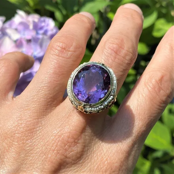 Vintage Amethyst & Pearl Ring