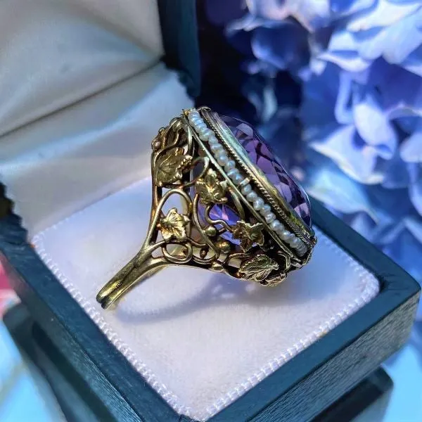 Vintage Amethyst & Pearl Ring