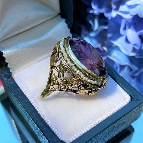 Vintage Amethyst & Pearl Ring