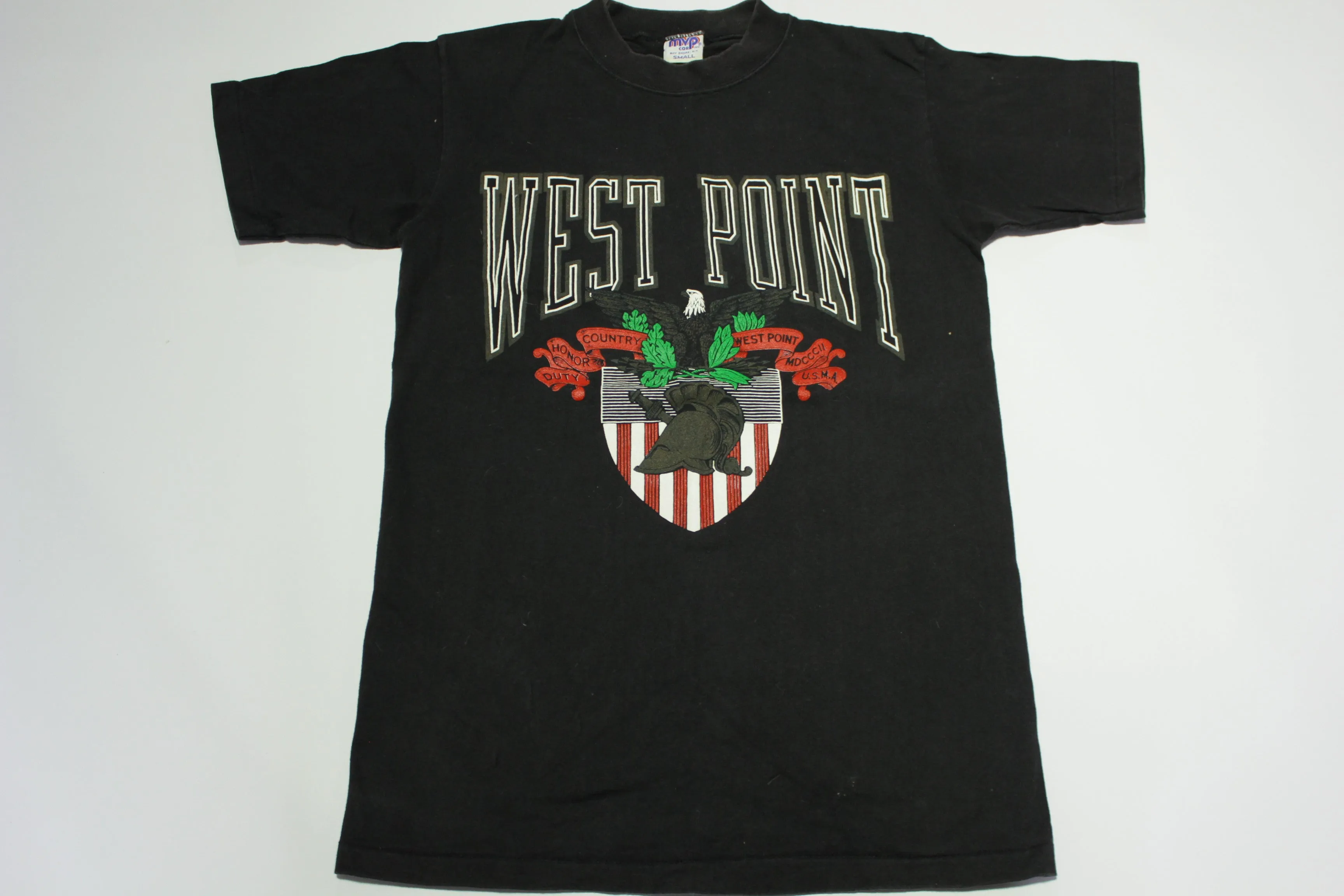 West Point Military Academy Crest Vintage 90's Single Stitch USA MVP T-Shirt