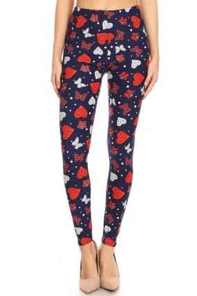 Women's 3X 5X Heart Butterfly Pattern Printed Leggings