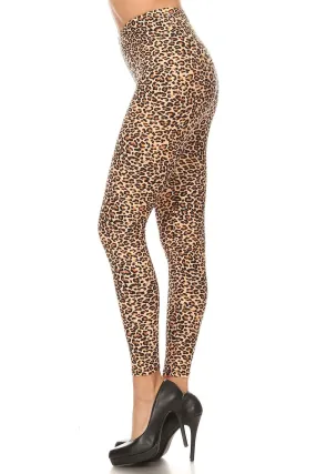 Women's Plus Small Cheetah Animal Skin Pattern Printed Leggings