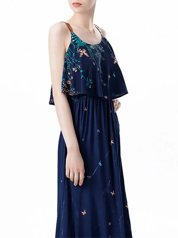 Women's Ruffle Floral Maxi Dress