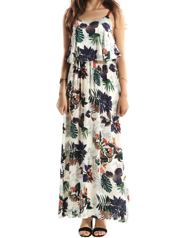 Women's Ruffle Floral Maxi Dress