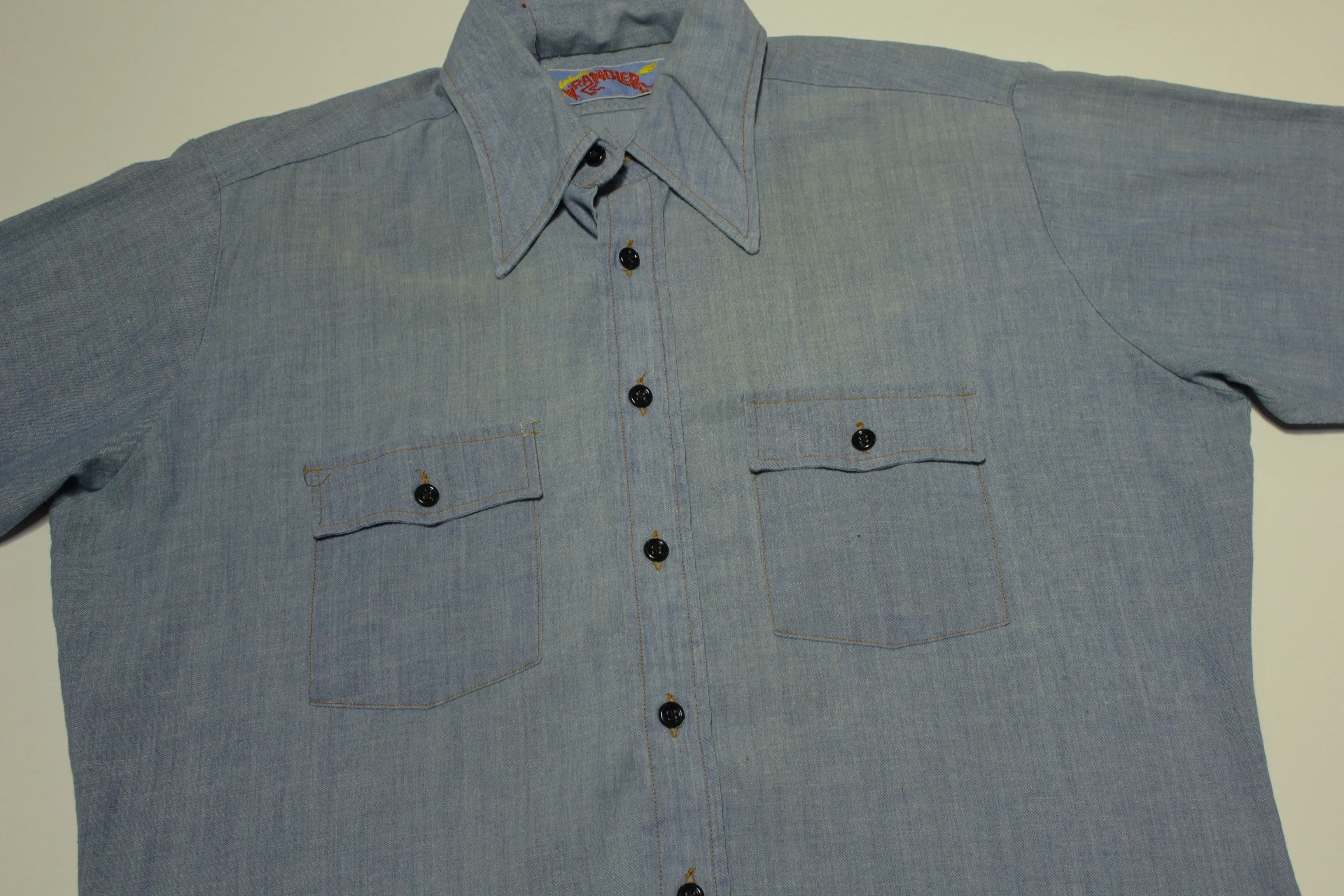 Wrangler Vintage 70's Horse Tag Chambray Button Up Work Shirt