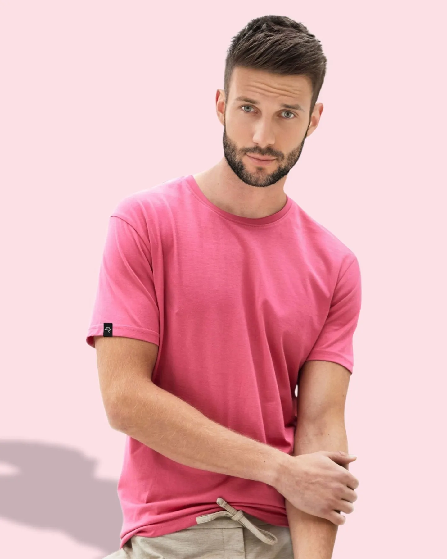 ― % ― JAN 8008 ― Herren Bio-Baumwolle T-Shirt - Rot Pink [L]